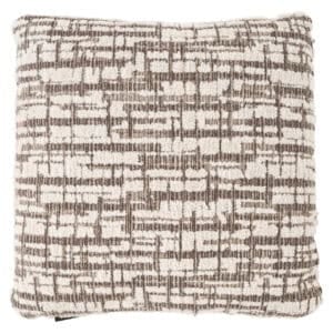 Coussin crème 50 x 50 avec motif géométrique pour la décoration d'intérieur.