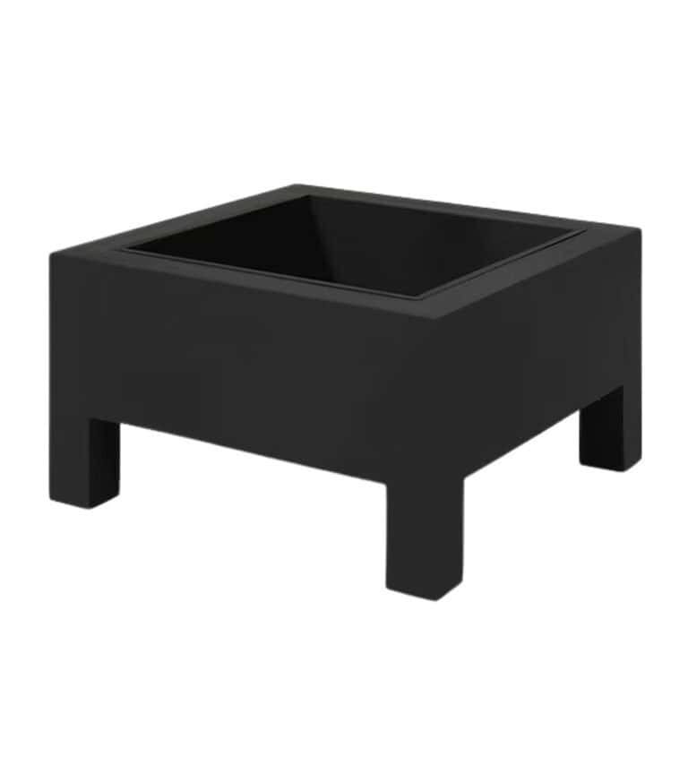Modern black Nerium fire pit for outdoor use.