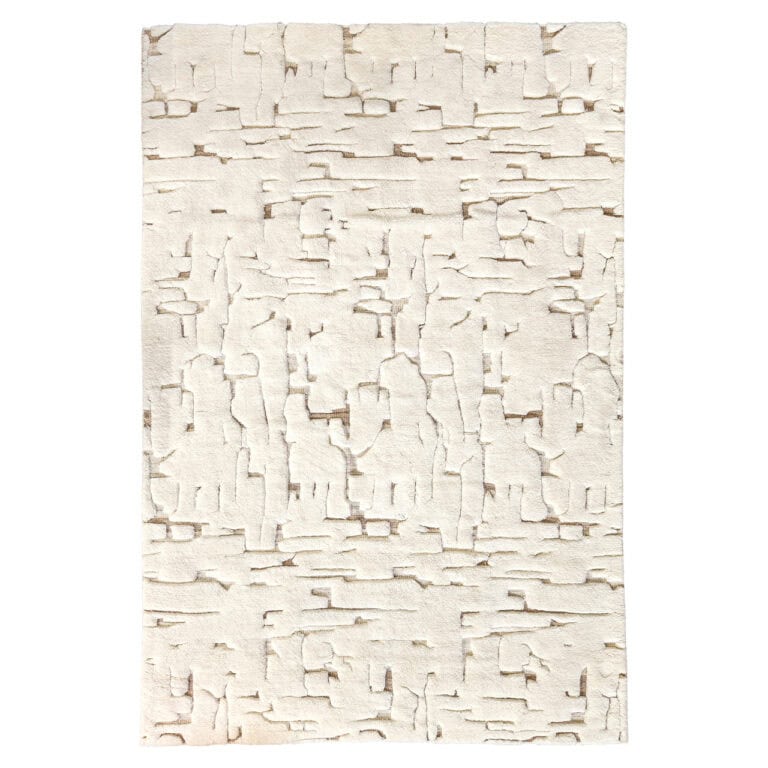 Wit vloerkleed Mehran met textuur en patroon voor moderne interieurs.