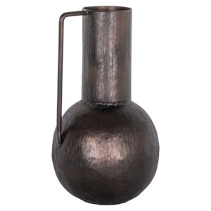 Petit vase en cuivre à long col et poignée, de style moderne.