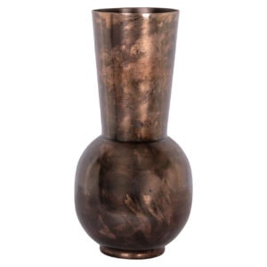 Copper vase with a vintage finish for interior decoration.