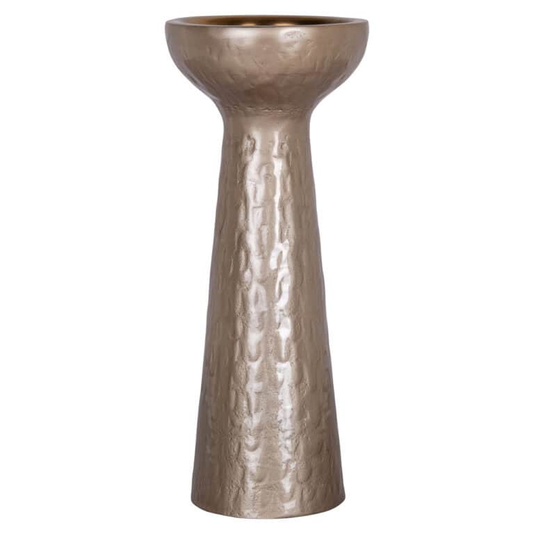 Beige Juana kandelaar met textuur, klein formaat, elegant design.