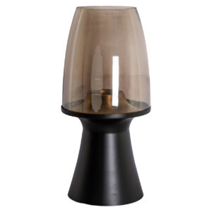 Large Hurricane light Vienna a black base and glass shade.