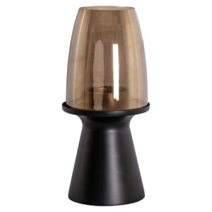 Petite Lampe ouragan noire « Lampe ouragan un abat-jour en verre doré, pour un éclairage d'ambiance.