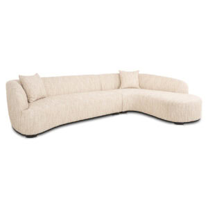 Bank Pandora beige angora lounge bank met kussens voor comfortabele zithoek.