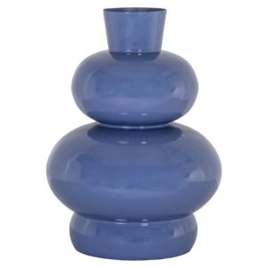 Schlichte blaue Vase mit drei Segmenten für eine moderne Einrichtung.