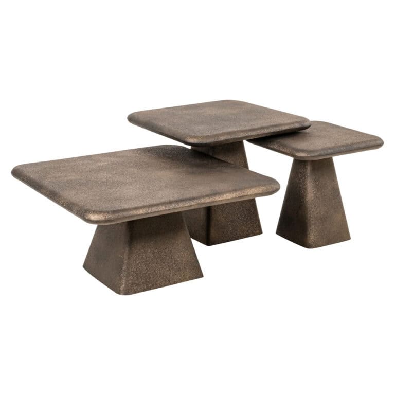 Moderne salontafel set van drie in betonlook, industrieel design.