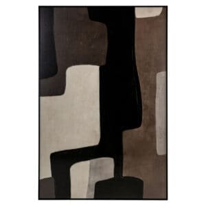 Art mural abstrait dans des tons de marron, noir et beige pour la décoration d'intérieur.