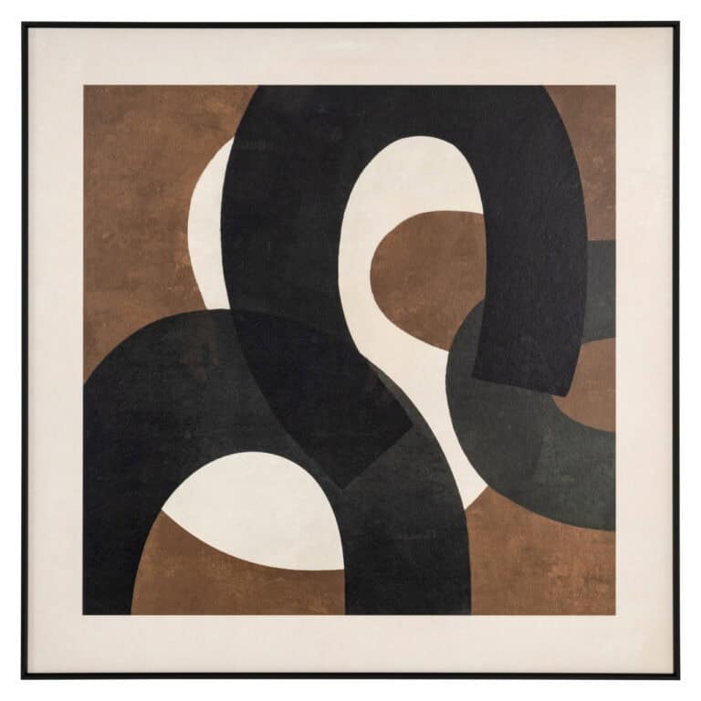 Abstract art featuring brown, black, and white shapes for interior decoration.