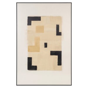 Moderne abstrakte Wandkunst in Beige und Schwarz für die Inneneinrichtung.