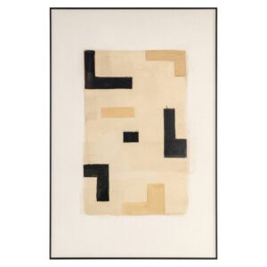 Décoration murale abstraite « Vortex » beige, avec des touches de noir et de beige.