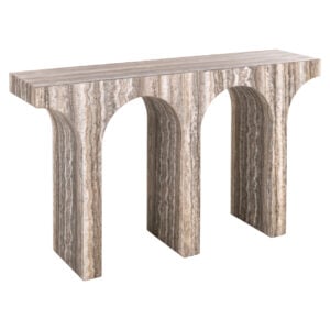 Moderne console in Dulce Grey met natuurlijke marmerlook afwerking.