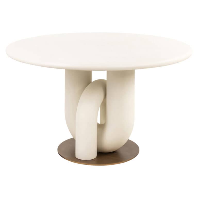 Moderne witte eettafel Winslow met uniek onderstel.