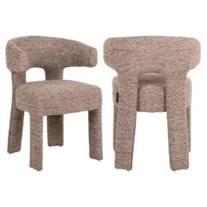 Nerio Mocca dining chair with a rounded backrest and sturdy legs.