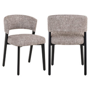 Eetkamerstoel Zeno earth tweed met zwarte poten, modern design.