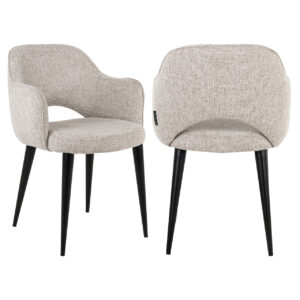 Giovanna dining chair Giovanna natural fabric with black legs.