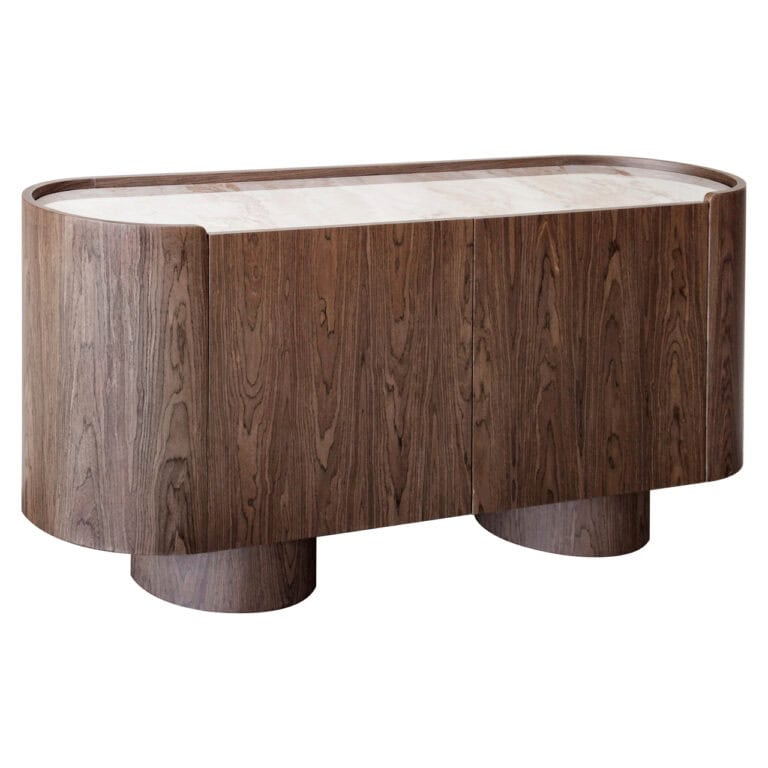 Elegant houten dressoir Callahan met 2 deuren in bruin afwerking.