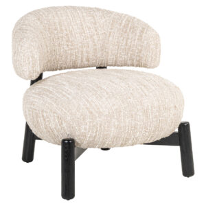 Ornella lounge chair in beige angora with black legs for modern interiors.