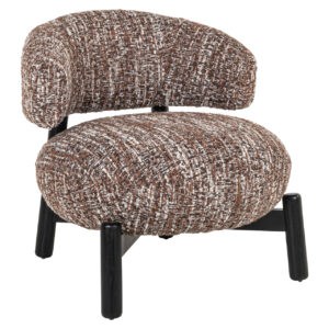 Moderne lounge stoel Ornella in hazel met zwart frame.