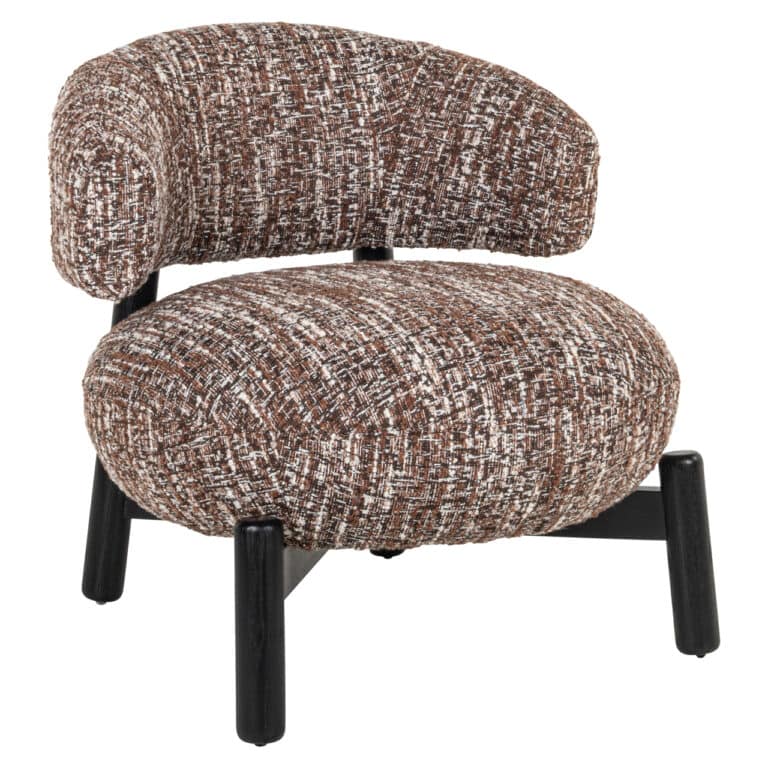 Modern Ornella lounge chair in " hazel " with a black frame.