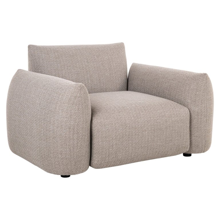 Luxe lounge stoel Dawson in grijs met comfortabele armleuningen.
