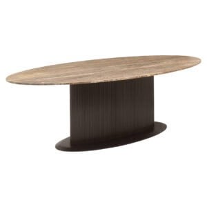 Table à dîner Russo ash brown oval 235, design moderne, plateau en bois, piètement noir.
