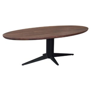 Table à dîner , couleur « spicebrown », de forme ovale, avec un piètement noir.