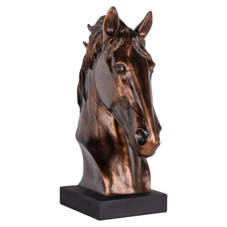 Decorative bronze horse head as an interior accessory.