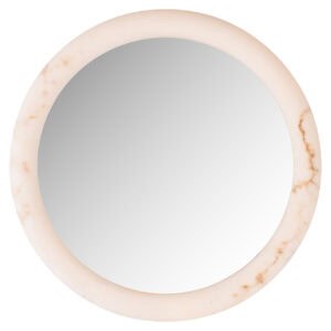 Wandlamp Oravelle met witte spiegel en ronde vorm, 80 centimeter diameter.