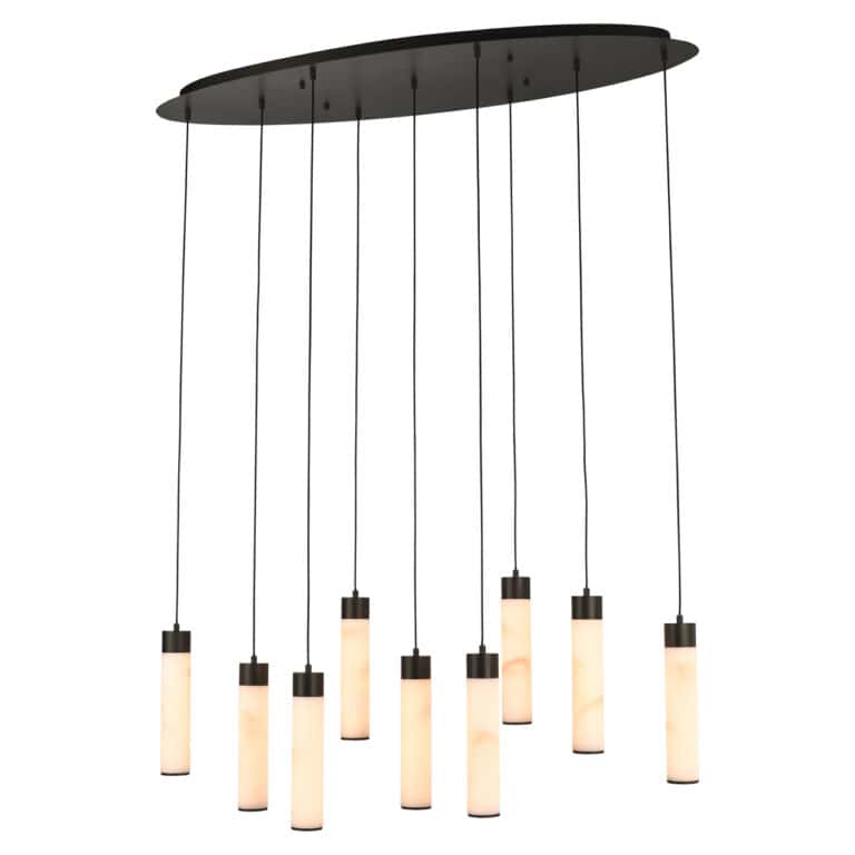 Moderne Hängeleuchte „Chavine“ in Bronzeoptik mit mehreren Lichtpunkten.