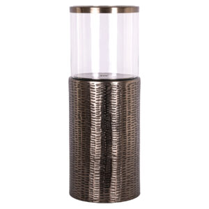 Bronze Hurricane light S with a glass top for atmospheric lighting.