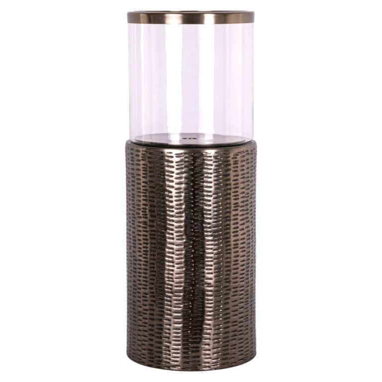 Bronze Hurricane light S with a glass top for atmospheric lighting.