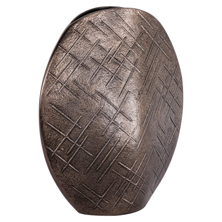 Bronze vase with a geometric pattern, Richmond Interiors.