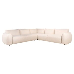 Luxuriöses, beiges Ecksofa im Alpenstil für den Außenbereich, modern und bequem.