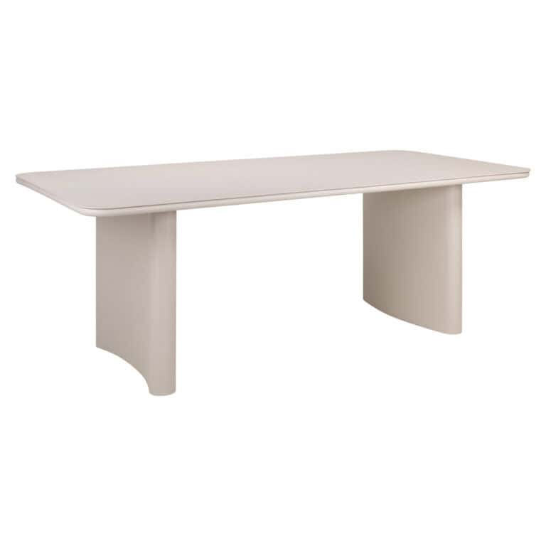 Moderne beige eettafel voor buiten, strak design, ruime tafel voor tuin of terras.