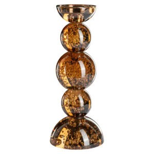 Kerzenhalter Jolita in Braun mit goldenen Details – elegant und modern.