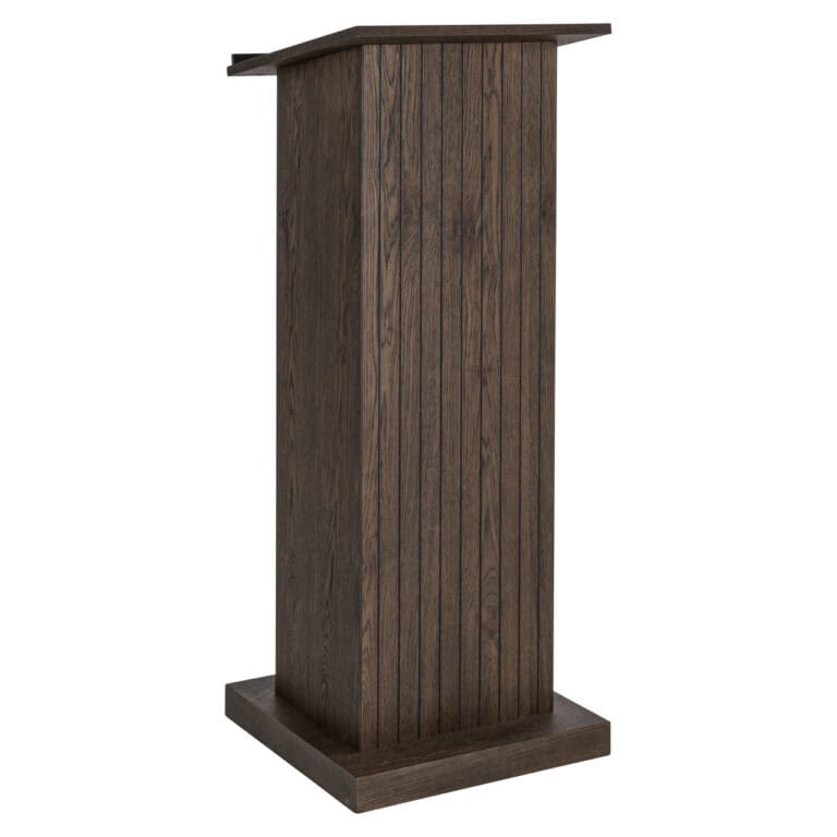 Wooden stage for presentations and events.