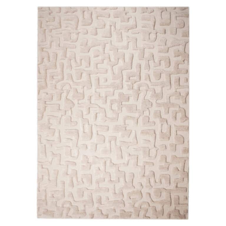 Tapis e beige La Gomera 200 x 300 avec motif géométrique.