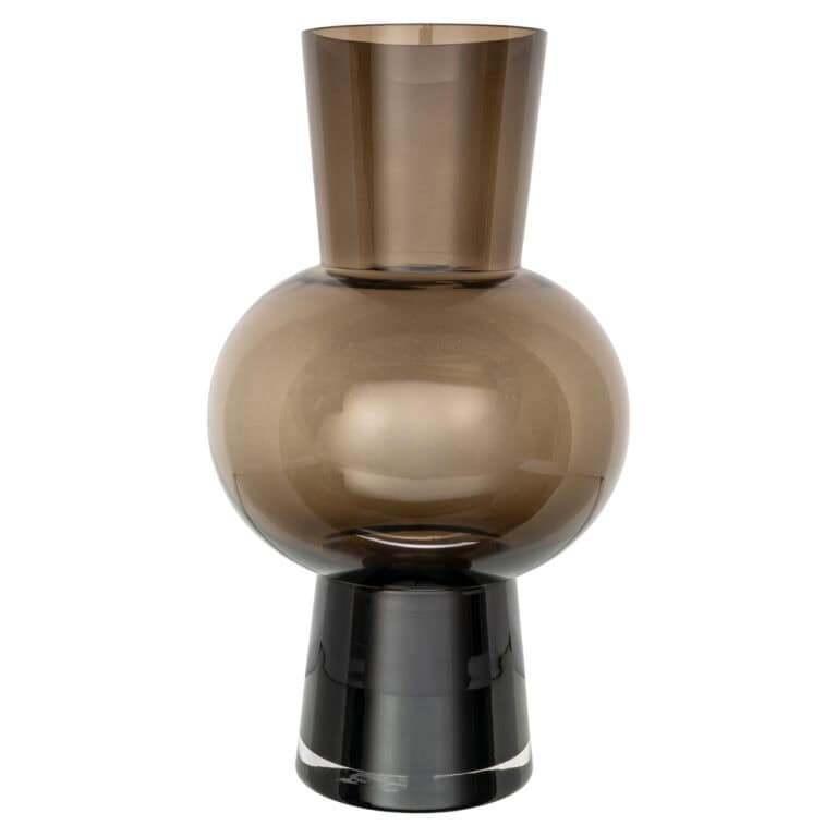 Dekorative Vase aus braunem und schwarzem Glas, modernes Design.