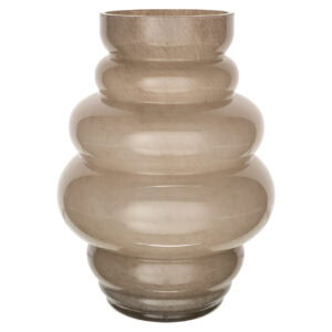 Taupe Vase „Velora“ mit runden Formen zur Innendekoration.