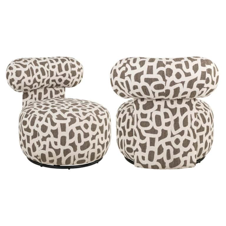 Chaise longue Kaya Chaise motif tissé marron et beige.