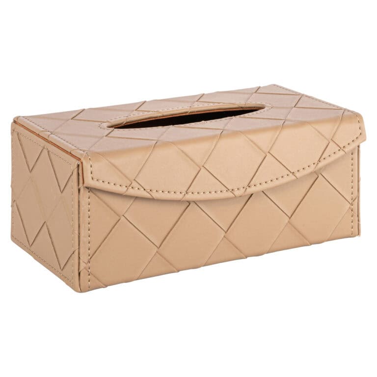 Beigefarbene Tissuebox „ Molly “ mit Steppmuster zur Dekoration.