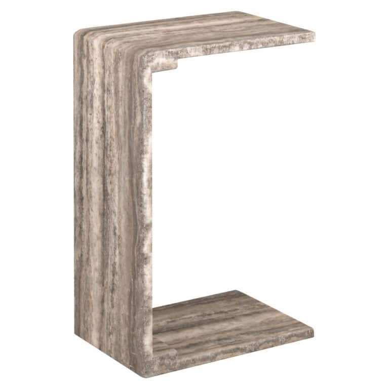 Moderne grijze bijzettafel met industrieel design.