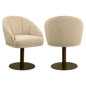 Eetkamerstoel Beverly in beige met draaibaar onderstel.