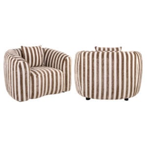 Luxandra lounge stoel met zandkleurige strepen, modern design.