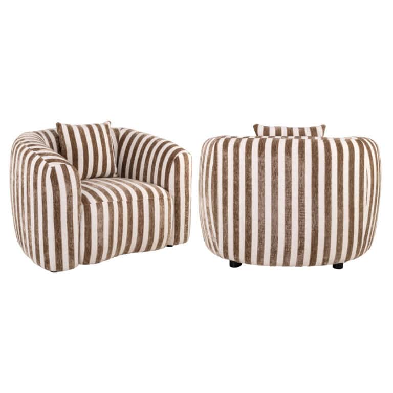 Luxandra lounge chair with sand-colored stripes, modern design.