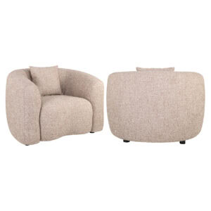 Luxandra lounge stoel in zand tweed stof, comfortabel en modern design.