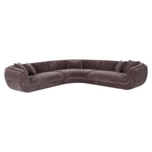 Donkerbruine bank Gianelle met kussens, modern design.
