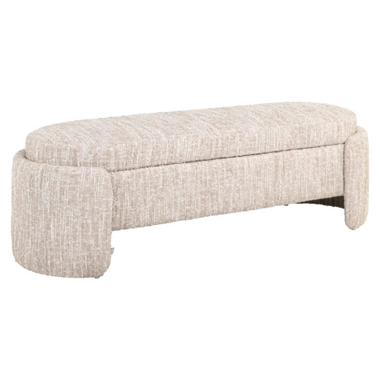 Bank Cupid beige angora met opbergruimte, modern en stijlvol meubelstuk.