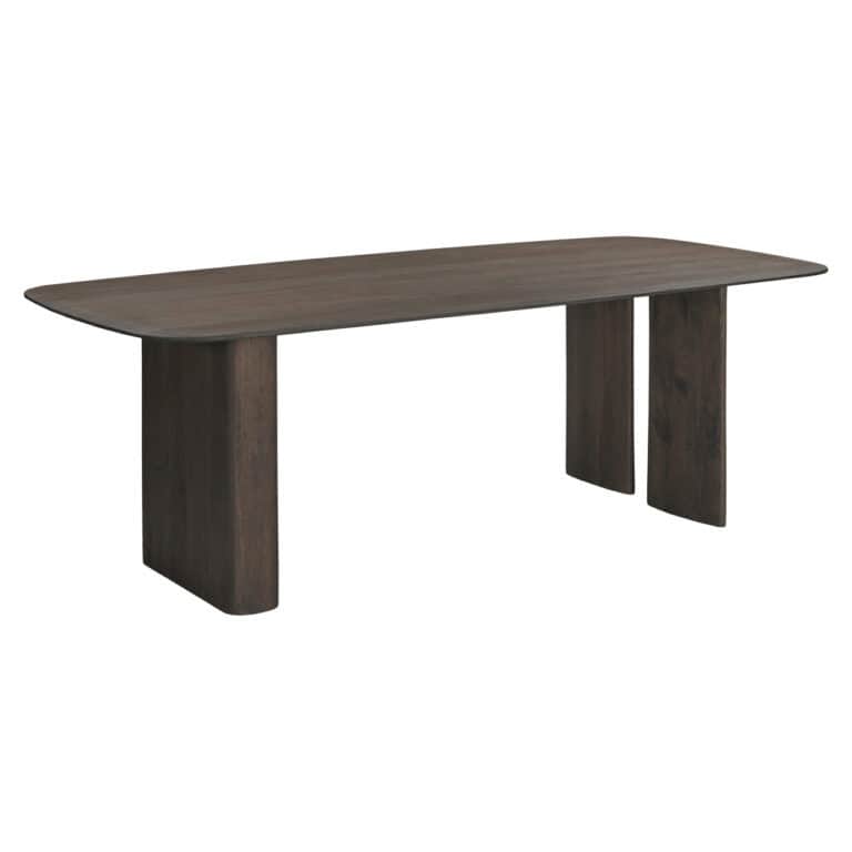 Robuster Esstisch aus geräuchertem Charcoal-Holz, modernes Design für Esszimmer.